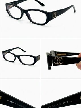 CHANEL Black Crystal CC Accent Eyeglasses